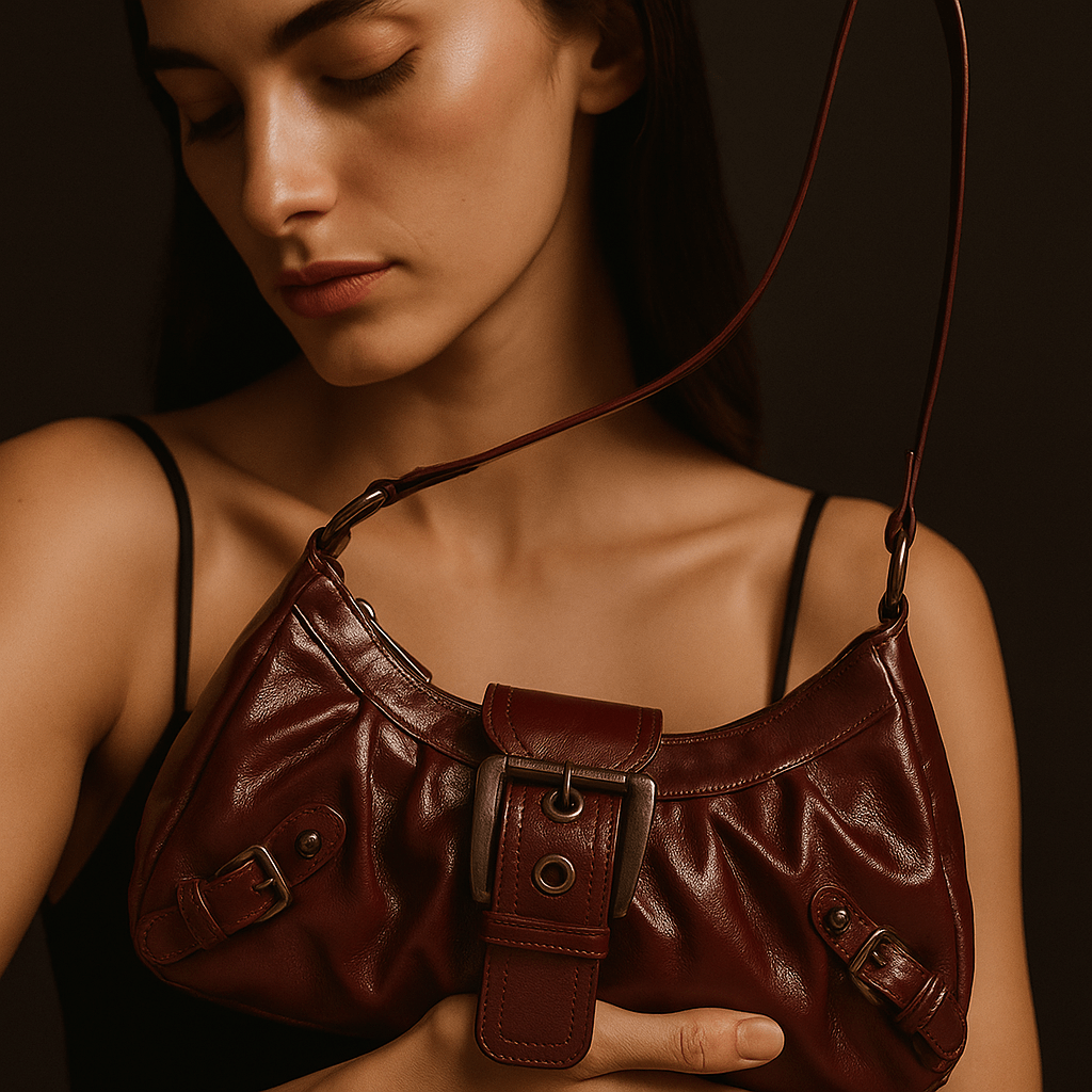 Borsa Nova – Mini hobo pelle vegana lucida & fibbia - Shopella