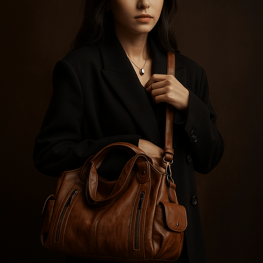 Borsa Iséa – Shopper strutturato vegano, multi-tasche e linee pulite - Shopella