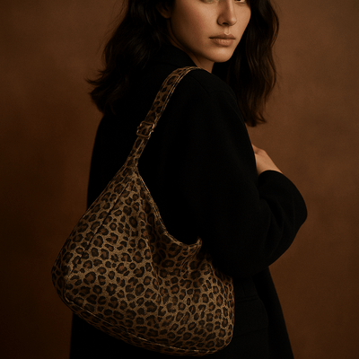 Borsa Lupa – Hobo leopardata in tela & tracolla regolabile - Shopella