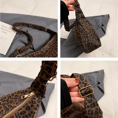 Borsa Lupa – Hobo leopardata in tela & tracolla regolabile - Shopella