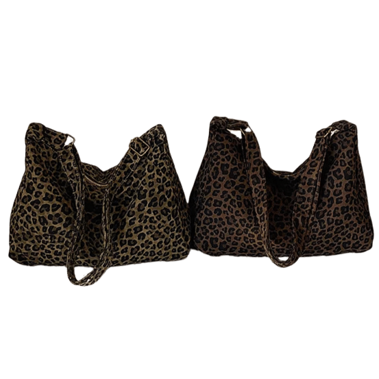 Borsa Lupa – Hobo leopardata in tela & tracolla regolabile - Shopella