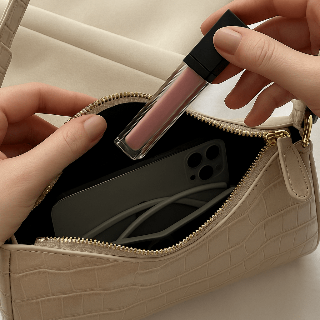 Borsa Cora – Mini baguette coccodrillo vegana con cerniera - Shopella