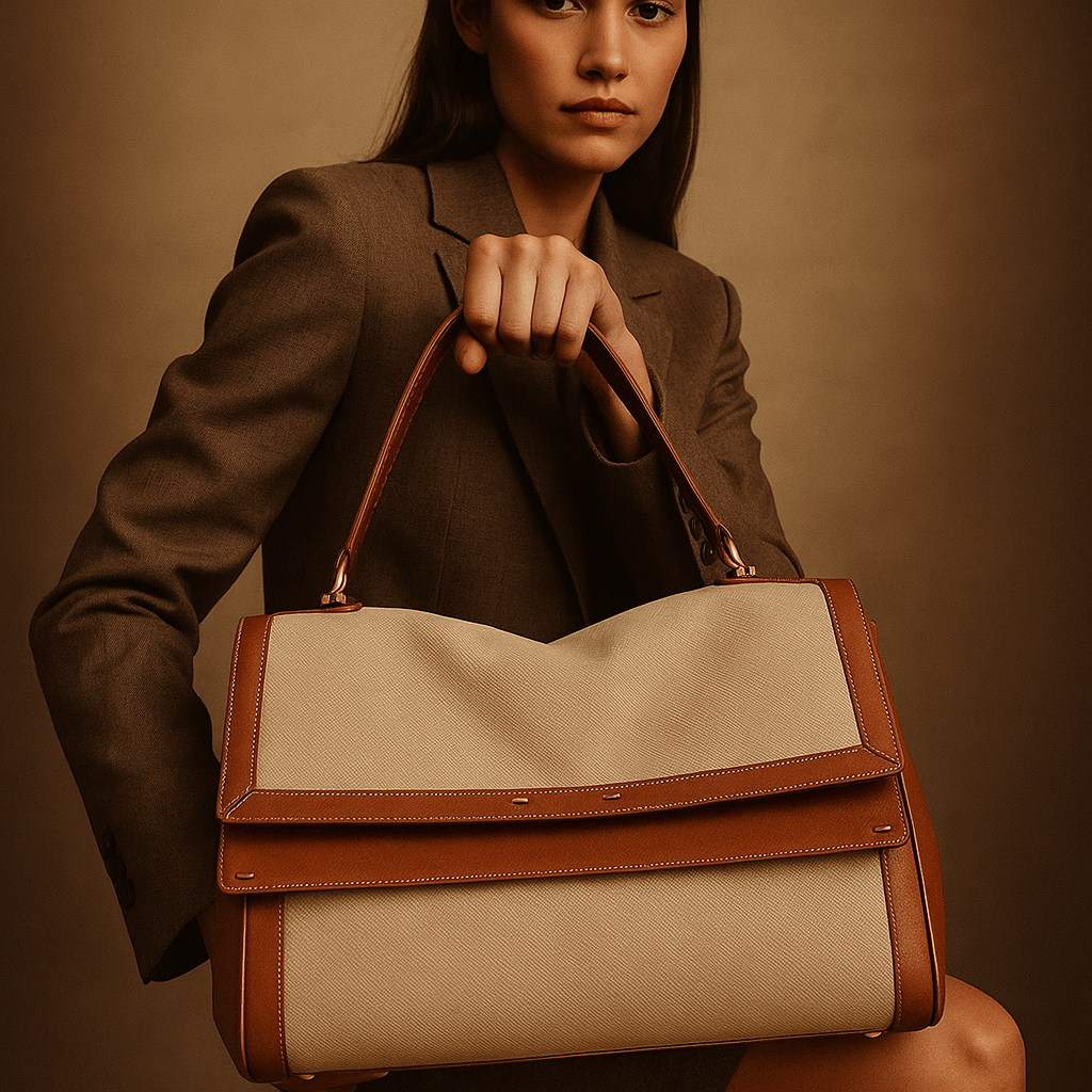 Borsa Siena – Doppia patta, pelle nappa & tela idrorepellente - Shopella