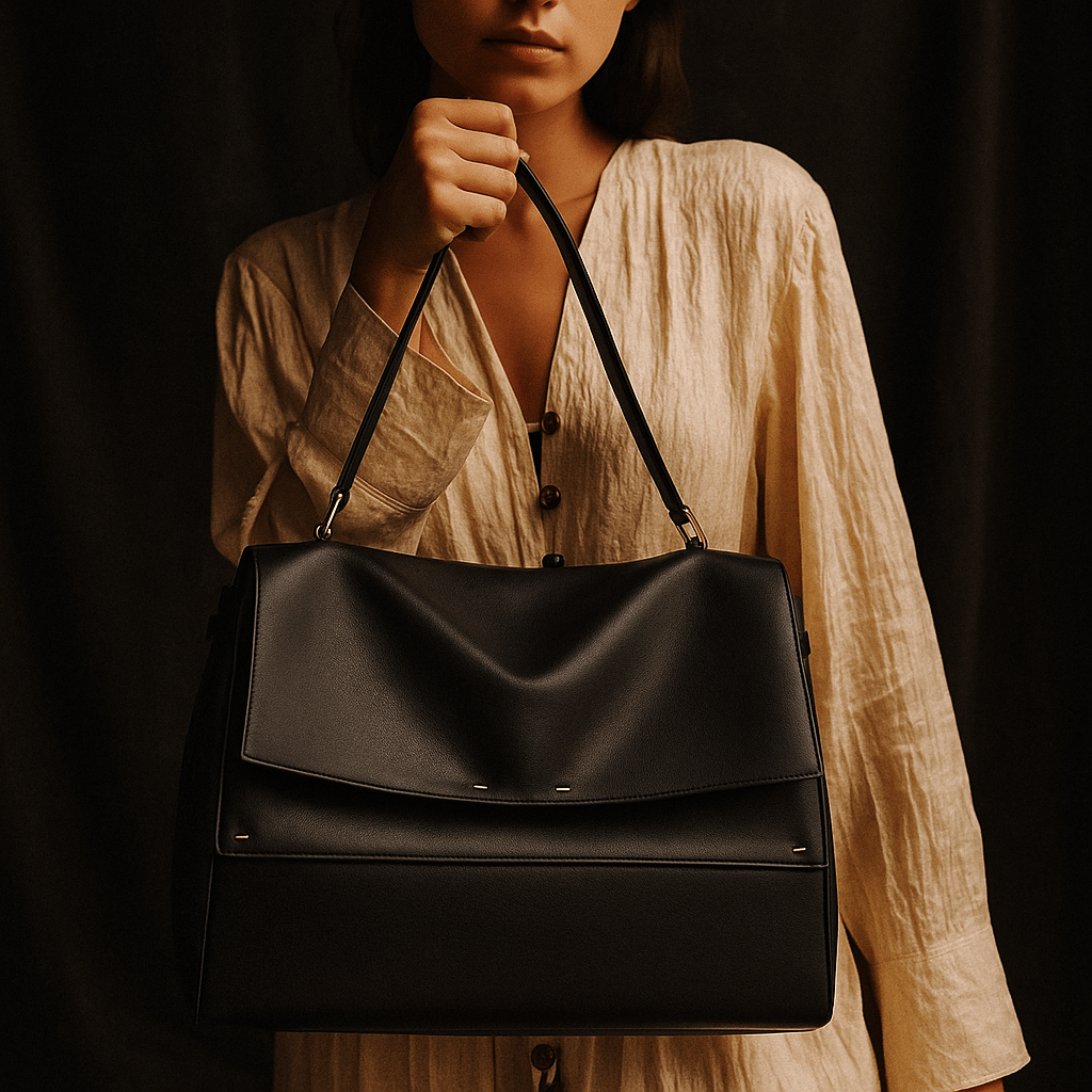 Borsa Siena – Doppia patta, pelle nappa & tela idrorepellente - Shopella