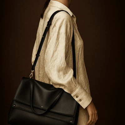 Borsa Siena – Doppia patta, pelle nappa & tela idrorepellente - Shopella