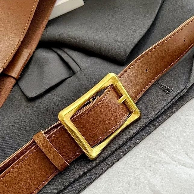 Borsa Alba – Hobo minimal in pelle vegana & fibbia dorata - Shopella