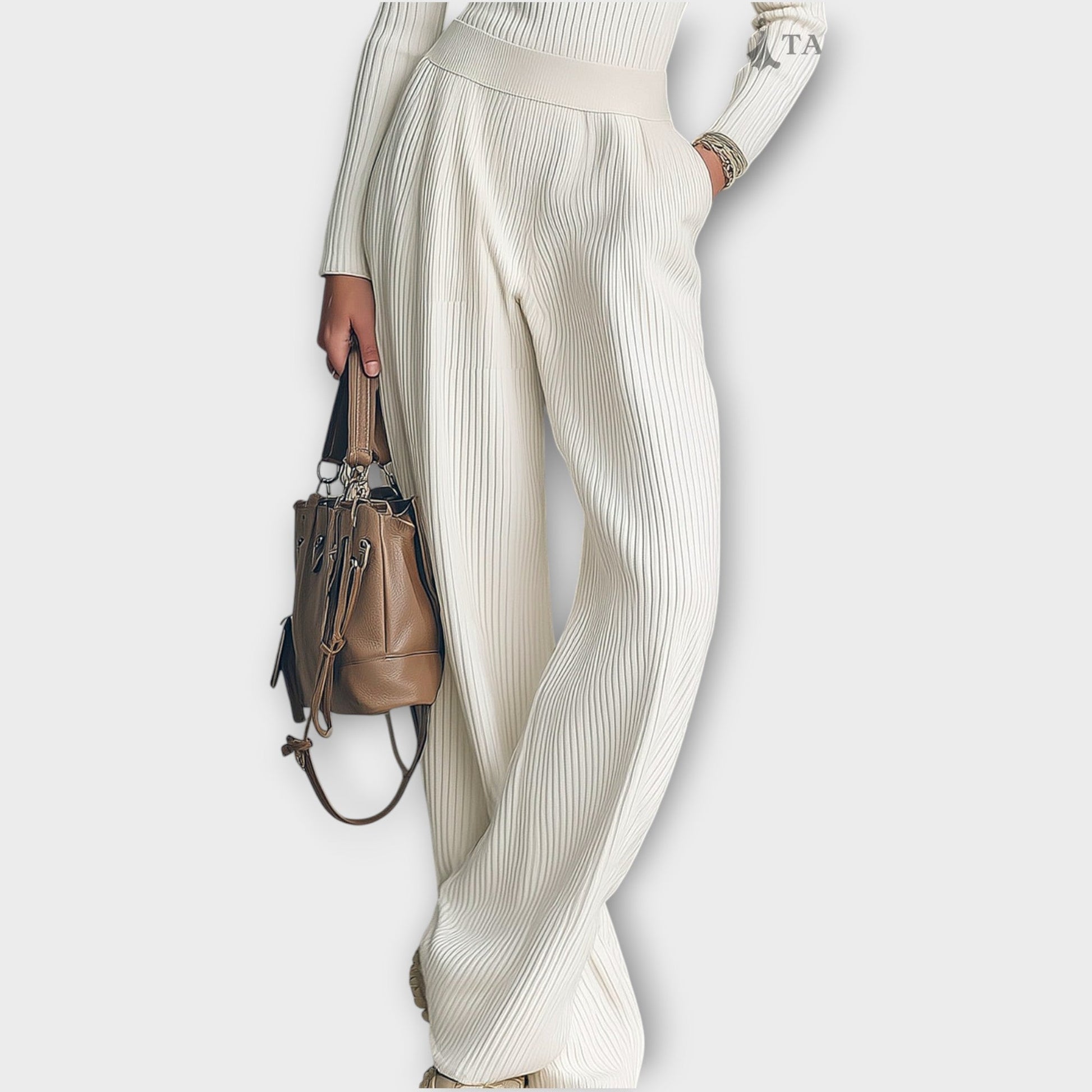 Set Lounge a Maglia a Costine con Zip al Collo